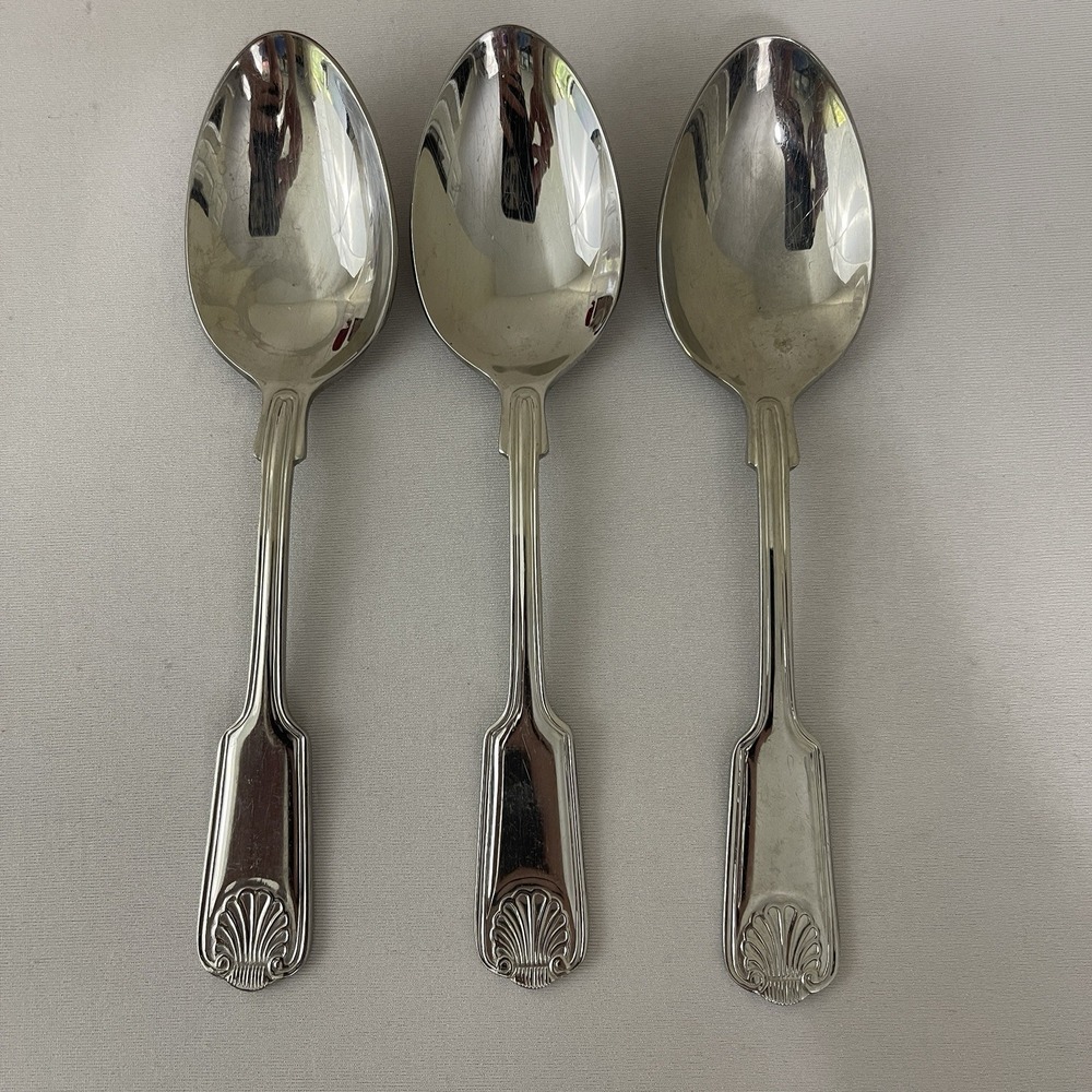 3 Towle London Shell Stainless Satin Soup Spoons‎  18/10
